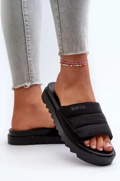 Big Star Shoes Klapki Damskie Big Star|Klapki Na Platformie*Damskie Klapki Na Platformie Big Star NN274772 Czarne Czarny