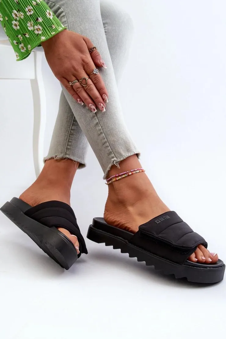 Big Star Shoes Klapki Damskie Big Star|Klapki Na Platformie*Damskie Klapki Na Platformie Big Star NN274772 Czarne Czarny