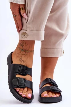 Damskie Boto Damskie Klapki Na Platformie Czarne Vertigo