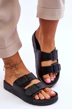 Damskie Boto Damskie Klapki Na Platformie Czarne Vertigo