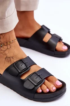 Damskie Boto Damskie Klapki Na Platformie Czarne Vertigo