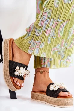 Boto Klapki Na Platformie|Klapki Damskie Klasyczne*Damskie Klapki Na Platformie Z Muszelkami Czarne Tolia