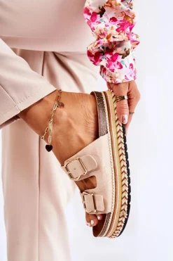 Boto Klapki Na Platformie|Klapki Damskie Klasyczne*Damskie Klapki Na Platformie Beżowy Melisa