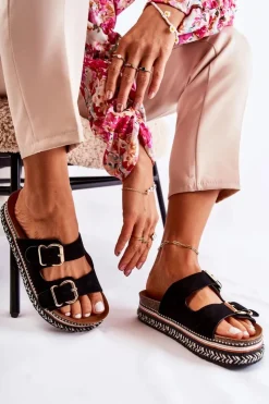 Online Boto Damskie Klapki Na Platformie Czarne Melisa