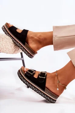 Online Boto Damskie Klapki Na Platformie Czarne Melisa