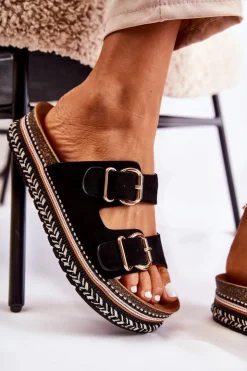 Online Boto Damskie Klapki Na Platformie Czarne Melisa