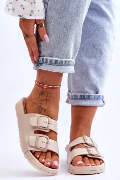 Boto Klapki Na Platformie*Damskie Klapki Na Platformie Beżowe Vertigo