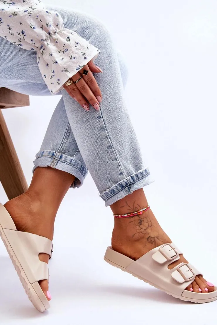 Boto Klapki Na Platformie*Damskie Klapki Na Platformie Beżowe Vertigo