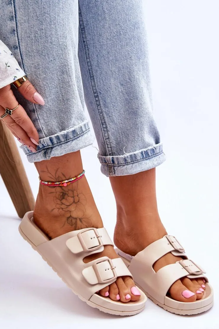 Boto Klapki Na Platformie*Damskie Klapki Na Platformie Beżowe Vertigo