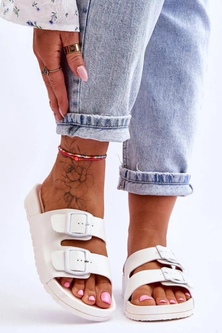 Clearance Boto Damskie Klapki Na Platformie Białe Vertigo