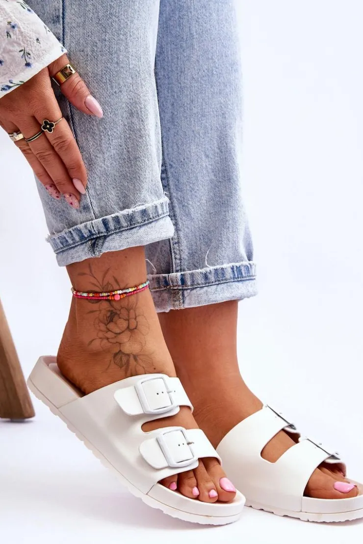 Clearance Boto Damskie Klapki Na Platformie Białe Vertigo