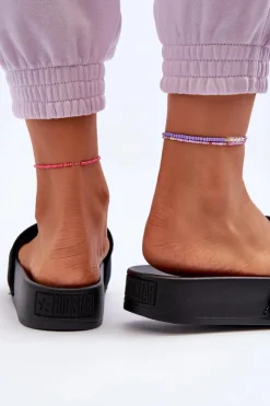 Outlet Big Star Shoes Damskie Klapki Na Platformie Zamszowe Big Star NN274A670 Czarne Czarny