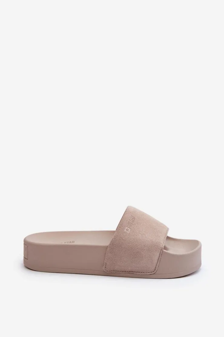 Hot Big Star Shoes Damskie Klapki Na Platformie Zamszowe Big Star NN274A671 Beżowe Beżowy