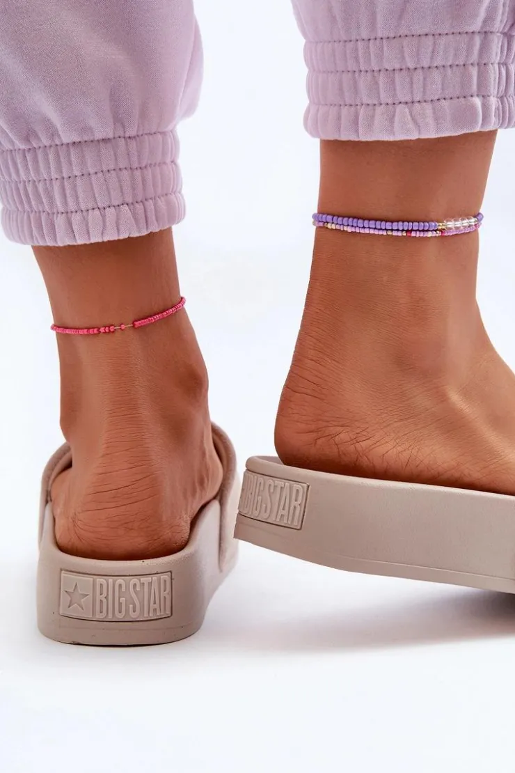 Hot Big Star Shoes Damskie Klapki Na Platformie Zamszowe Big Star NN274A671 Beżowe Beżowy