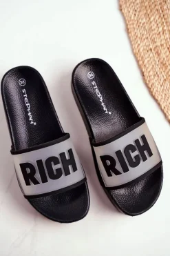 Online Boto Damskie Klapki Na Platformie Czarne RICH