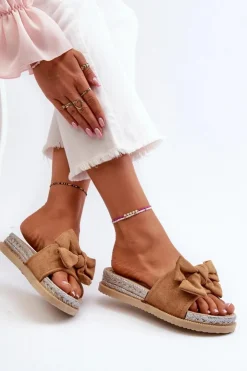 Damskie Boto Damskie Klapki Na Platformie Z Kokardą Camel Aflia