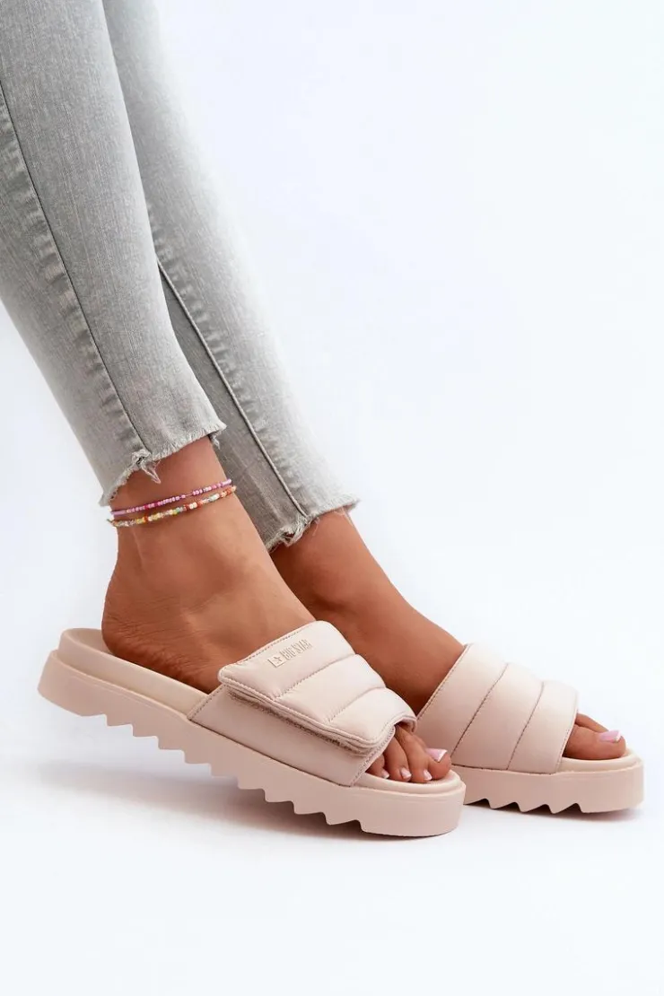 Damskie Big Star Shoes Damskie Klapki Na Platformie Big Star NN274773 Beżowe