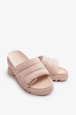 Damskie Big Star Shoes Damskie Klapki Na Platformie Big Star NN274773 Beżowe