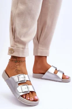 Best Boto Damskie Klapki Na Platformie Srebrne Vertigo