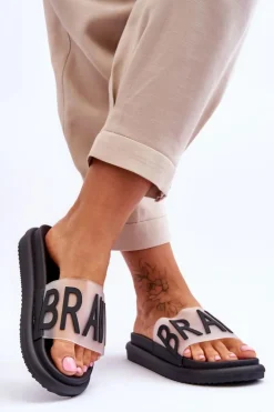 Buty damskie Vinceza Damskie Klapki Na Platformie Czarne Brave