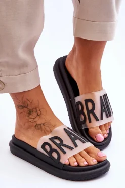 Buty damskie Vinceza Damskie Klapki Na Platformie Czarne Brave