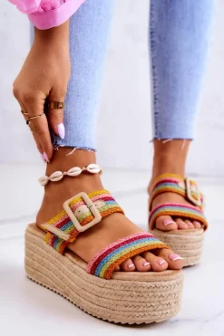 Damskie Boto Damskie Klapki Na Platformie Multikolor Lazare