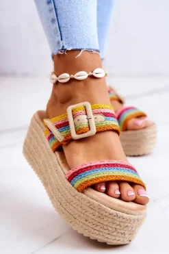 Damskie Boto Damskie Klapki Na Platformie Multikolor Lazare