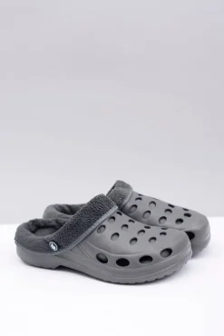 Damskie Boto Damskie Klapki Ocieplane Szare Kroksy EVA