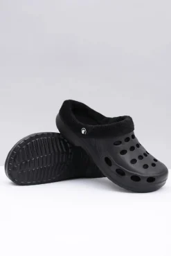 Damskie Boto Damskie Klapki Ocieplane Czarne Kroksy EVA