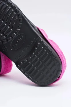 Online Boto Damskie Klapki Ocieplane Czarno Różowe Kroksy EVA