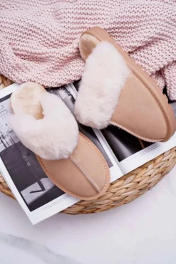 Sale Boto Damskie Klapki Papcie Beżowe Mirendy