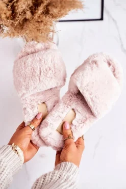 Damskie Boto Damskie Klapki Papcie Futrzane Beżowe Cold Days