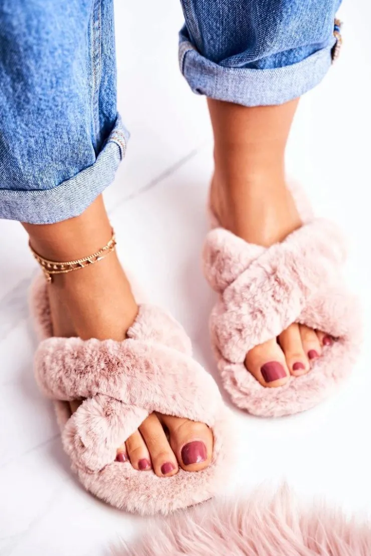 Boto Kapcie Klasyczne*Damskie Klapki Papcie Futrzane Jasny Brąz Cozy Time