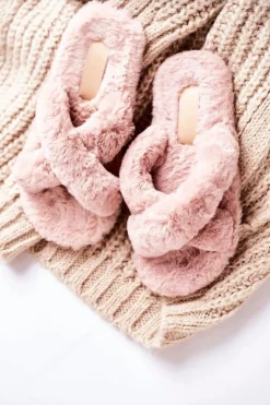 Boto Kapcie Klasyczne*Damskie Klapki Papcie Futrzane Jasny Brąz Cozy Time
