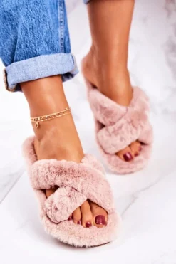 Boto Kapcie Klasyczne*Damskie Klapki Papcie Futrzane Jasny Brąz Cozy Time