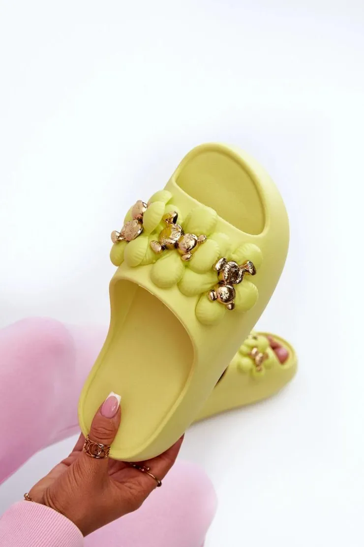 Boto Klapki Na Platformie|Klapki Damskie Klasyczne*Damskie Klapki Piankowe Z Ozdobami Na Grubej Podeszwie Limonkowe Bremavia Żółty