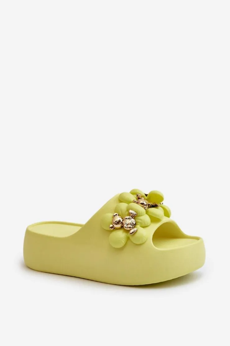 Boto Klapki Na Platformie|Klapki Damskie Klasyczne*Damskie Klapki Piankowe Z Ozdobami Na Grubej Podeszwie Limonkowe Bremavia Żółty