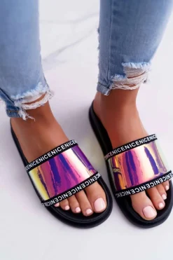 Damskie Boto Damskie Klapki Różowe Opalizujące Nerdo