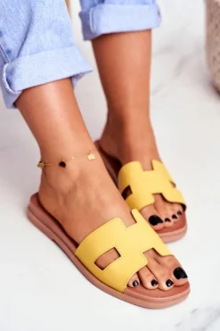 Sale Boto Damskie Klapki Żółte Geometryczne Klasyczne Theodora