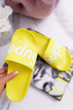 Best Boto Damskie Klapki Żółte Super Losaria