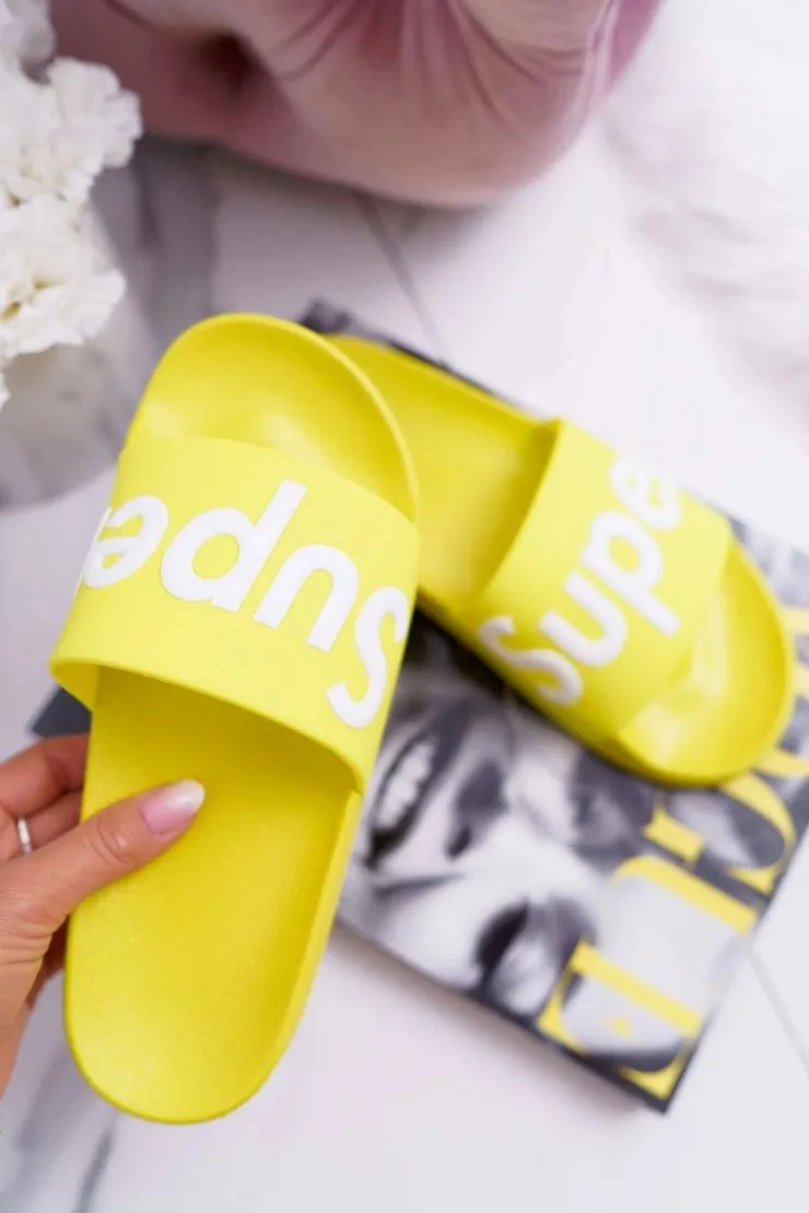 Best Boto Damskie Klapki Żółte Super Losaria