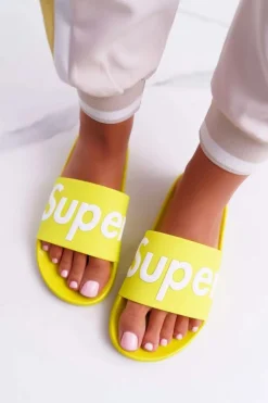 Best Boto Damskie Klapki Żółte Super Losaria