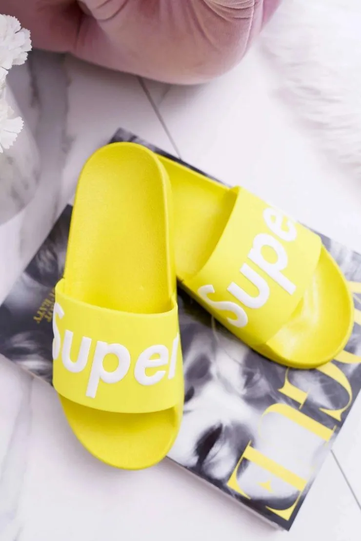Best Boto Damskie Klapki Żółte Super Losaria