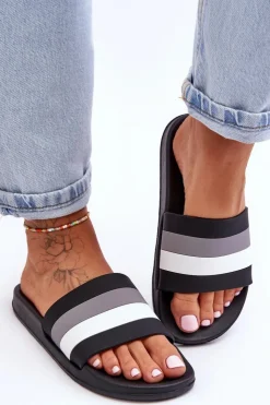 Damskie Boto Damskie Klapki W Paski Czarne Vision