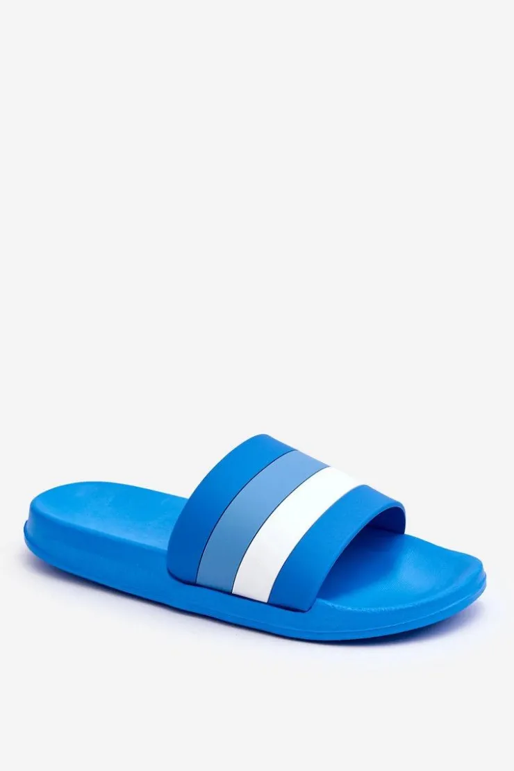 Outlet Boto Damskie Klapki W Paski Niebieskie Vision