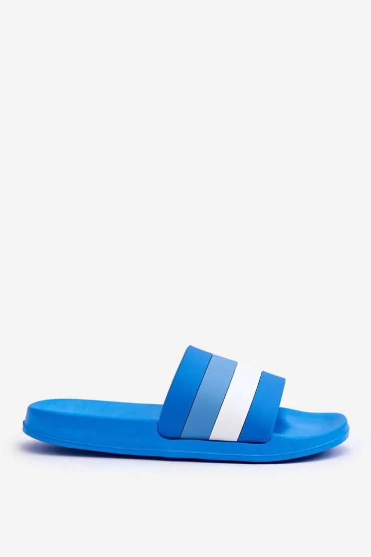 Outlet Boto Damskie Klapki W Paski Niebieskie Vision