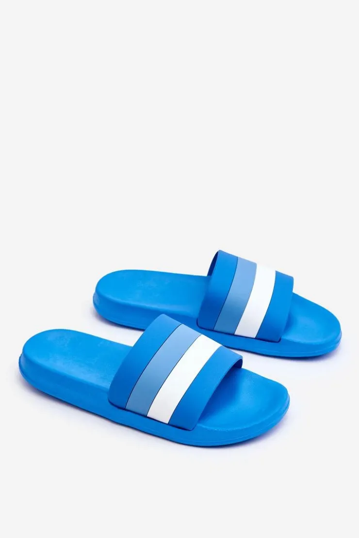 Outlet Boto Damskie Klapki W Paski Niebieskie Vision