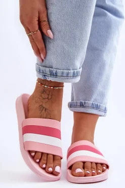 Damskie Boto Damskie Klapki W Paski Różowe Vision