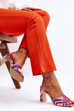 Boto Klapki Na Obcasie|Klapki Damskie Klasyczne*Damskie Klapki We Wzory Na Obcasie Fioletowe Adelise