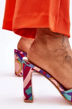 Boto Klapki Na Obcasie|Klapki Damskie Klasyczne*Damskie Klapki We Wzory Na Obcasie Fioletowe Adelise